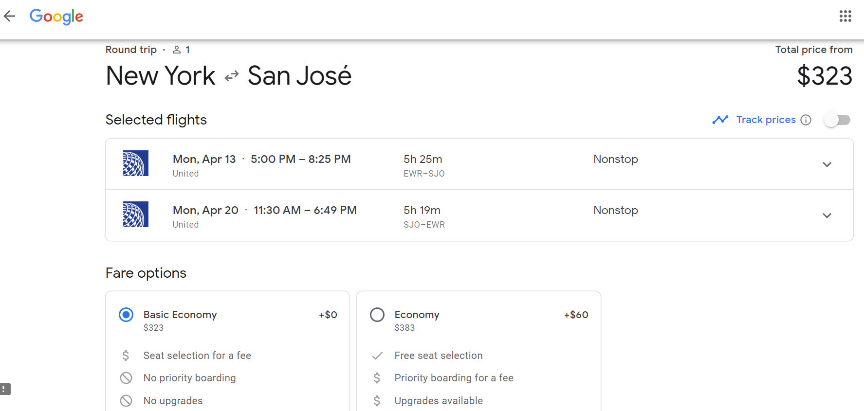 Hopper vs Google Flights 1
