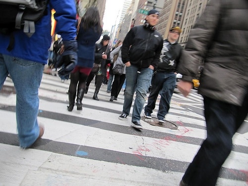 crowded new york sidewalk photo
