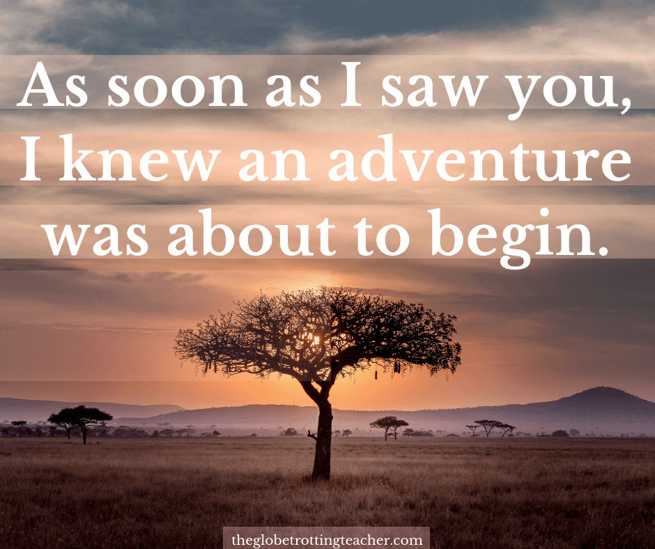 Quotes of travel and adventure - As soon as I saw you I knew an adventure was about to begin.