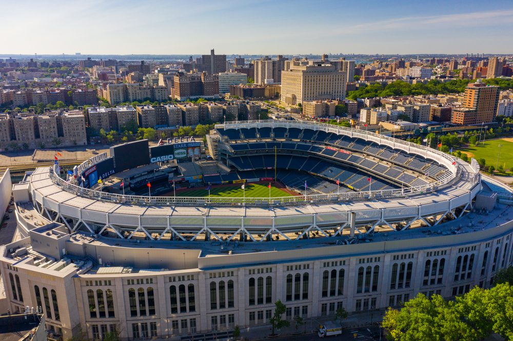 Aerial pov Yankee Stadium NYC
