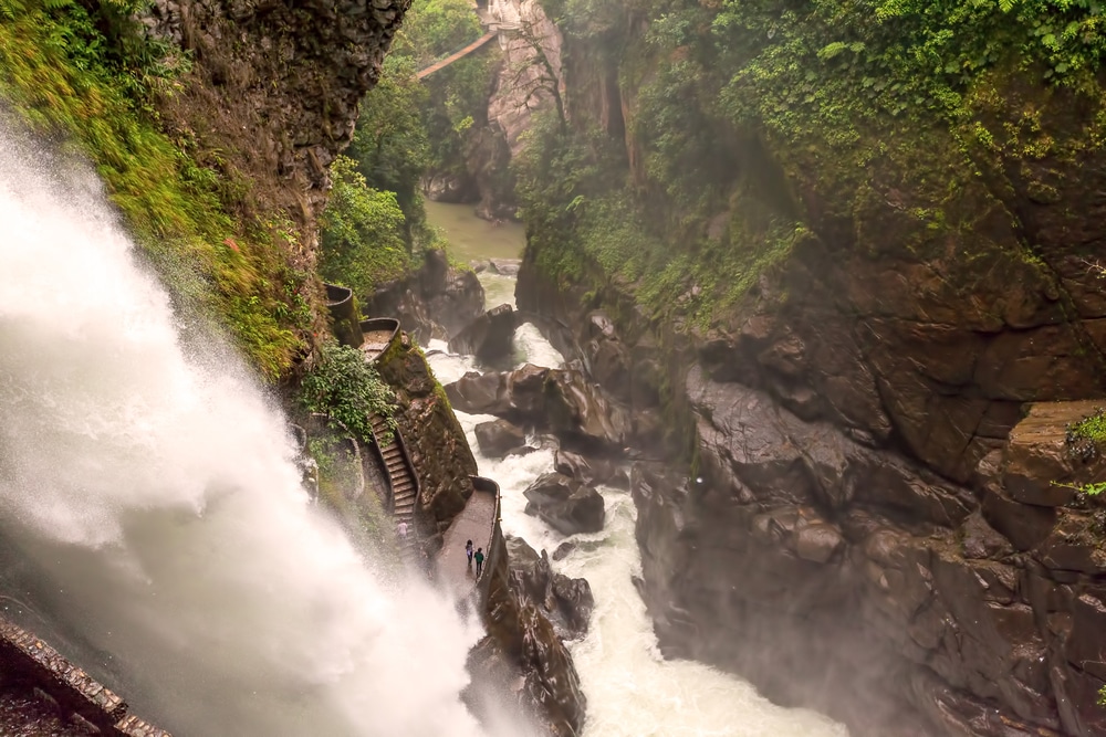 Pailon Del Diablo, Devils Cauldron Waterfall In Ecuadorian Rainforest, Ecuador, South America