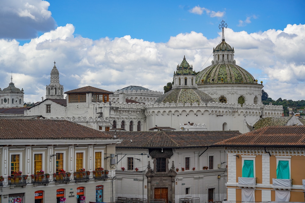 Metropolitan Church Green domes in Quito Ecuador