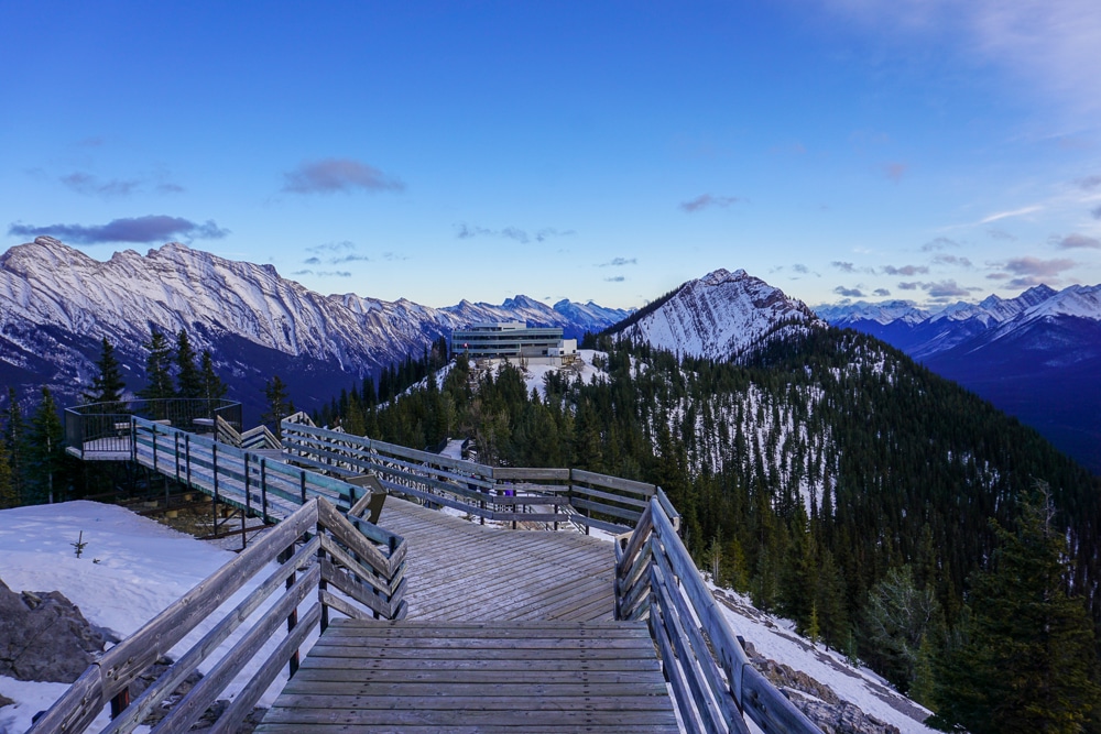Banff Gondola boardwalk on top of Sulphur Mountain in Banff National Park Canadian Rockies