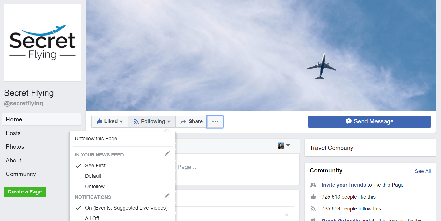 Notifications on FB- Best websites to find cheap flights