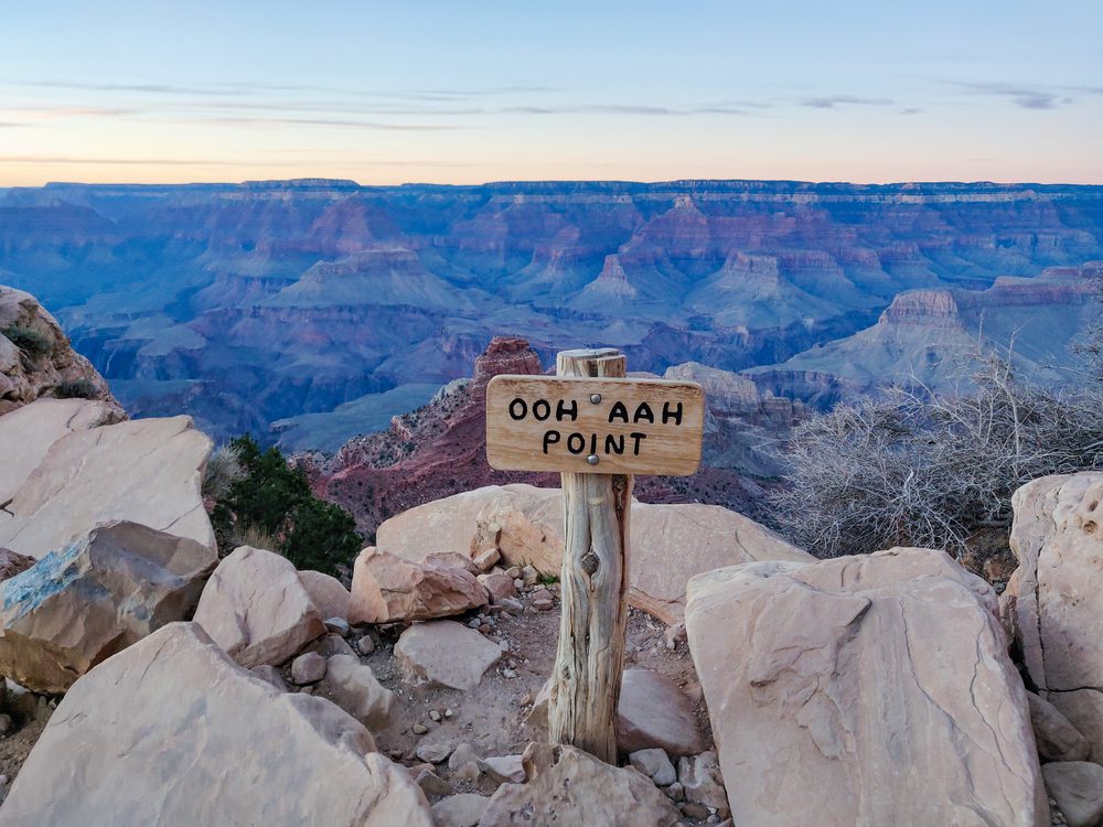 The Ooh Aah Point, South Kaibab Trail, Grand Canyon National Park at sunset