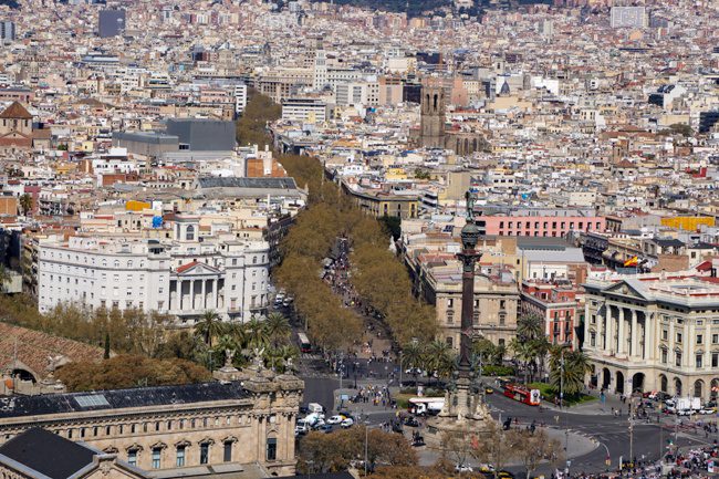 Barcelona Spain Christopher Columbus Status Las Ramblas