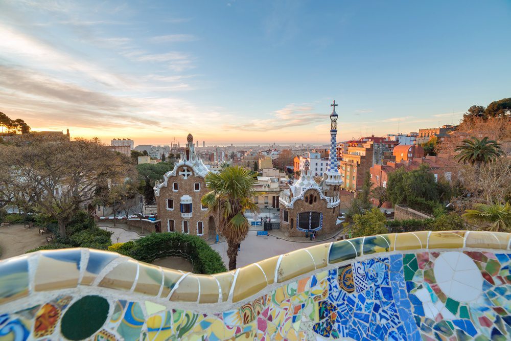 Barcelona Spain Sunrise at Parc Guell
