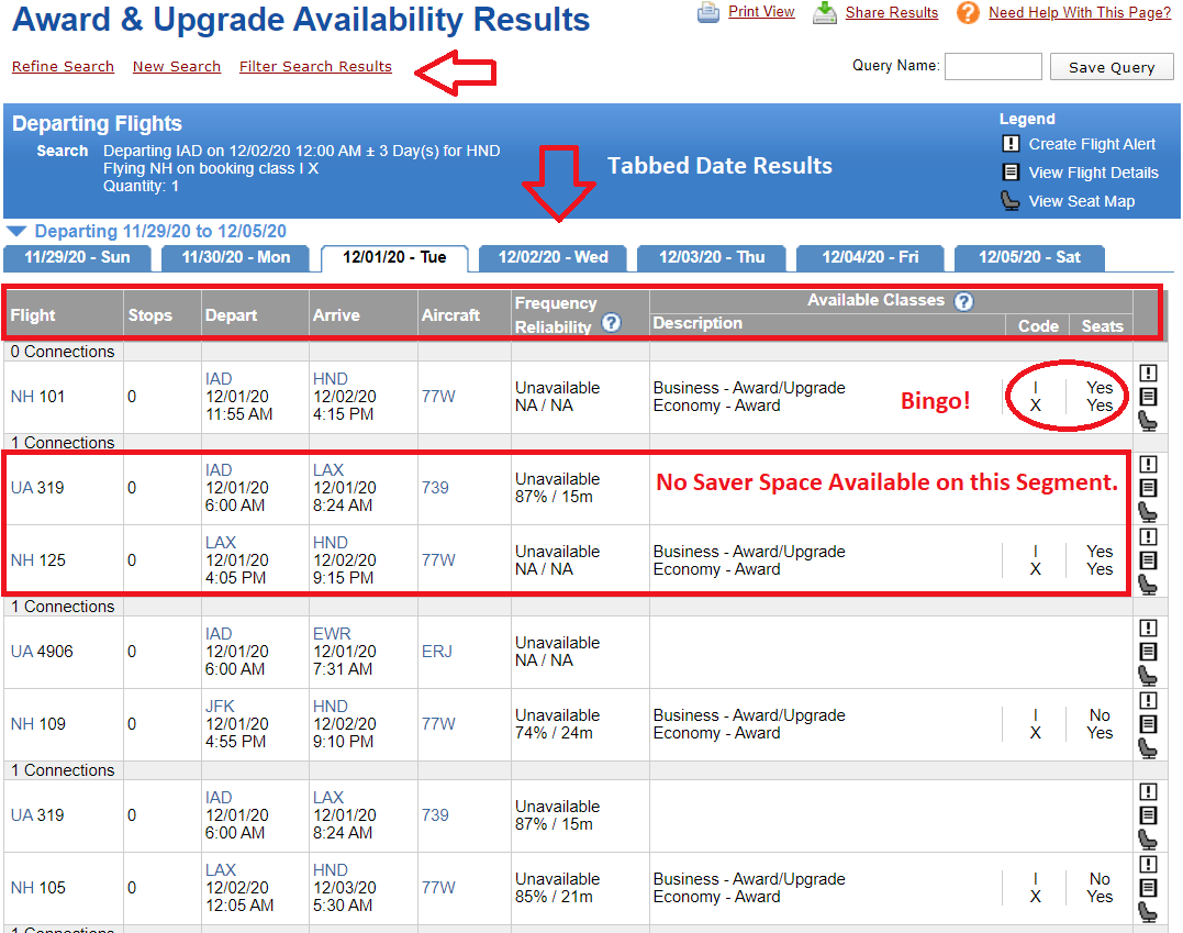 ExpertFlyer Search Results