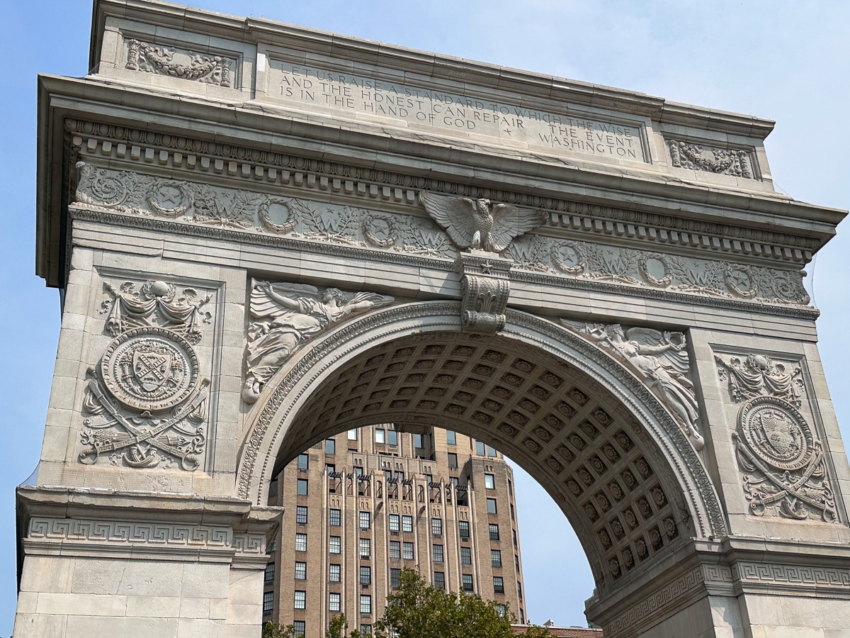 closeup washington square park arch
