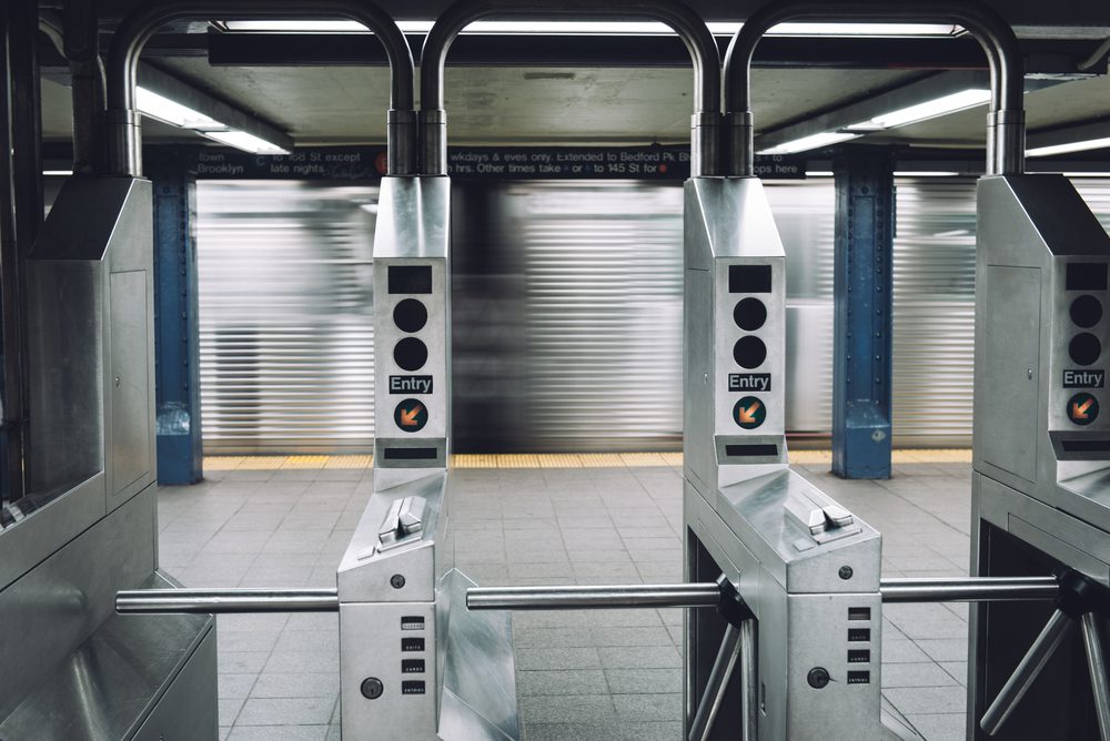 Entrance of NYC subway station.