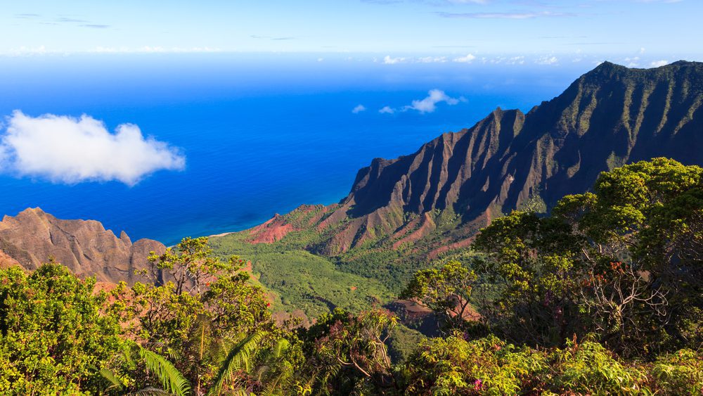 Amazing view of the Kalalau Valley and the Na Pali coast in Kauai.