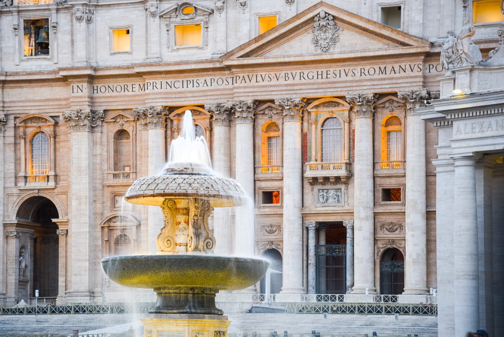 Bernini Fountain at St Peters Basilica. St Peters Square, Vatican.