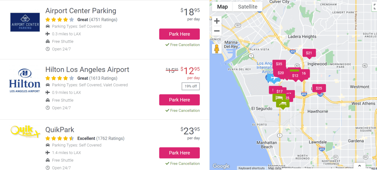 Cheap LAX Parking Screenshot