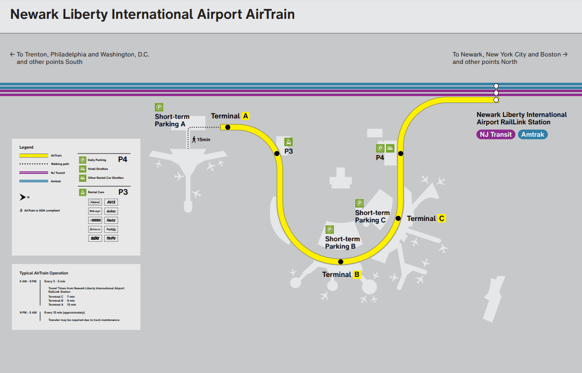 Port Authority AirTrain Map at Newark Liberty Airport