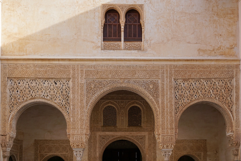 Islamic architecture inside at the Alhambra in Granada Spain
