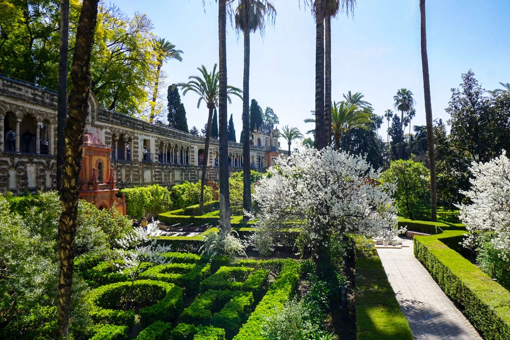 gardens at the Real Alcazar of Seville in Spain