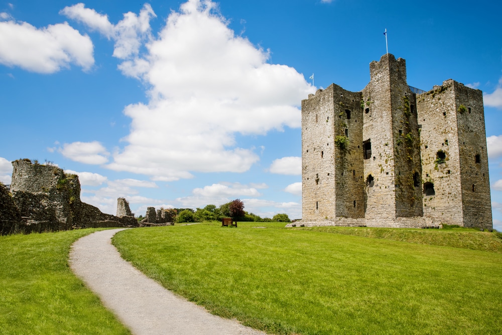 A panoramic view of Trim castle in County Meath on the River Boyne, Ireland. It is the largest Anglo-Norman Castle in Ireland.