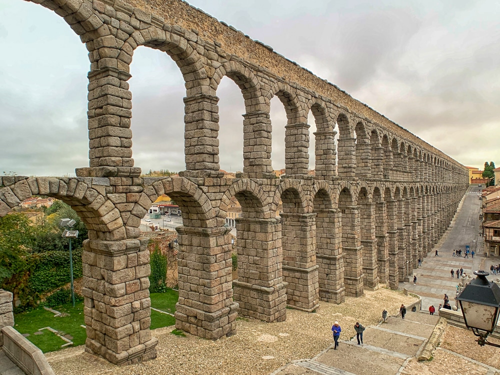 Roman aqueduct in Segovia Spain