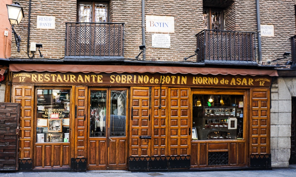 Restaurante Botin facade, the oldest restaurant in the world, in Madrid Spain