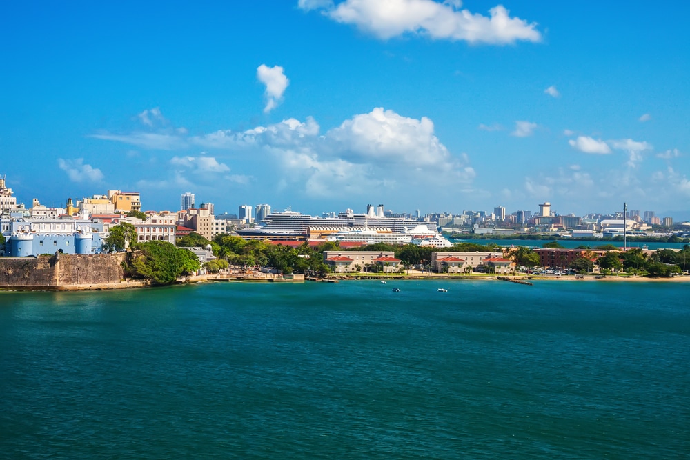City and cruise ship port of San Juan, Puerto Rico in the Caribbean