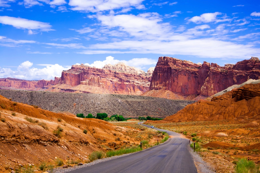 road through Capitol Reef National Park Utah