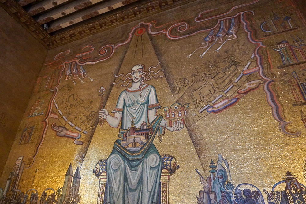 Gold Mosaic Wall at Stockholm City Hall