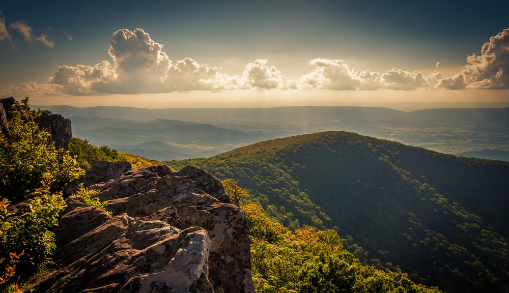 Mountain in the distance, Hawksbill Summit Cliffs View in Shenandoah National Park