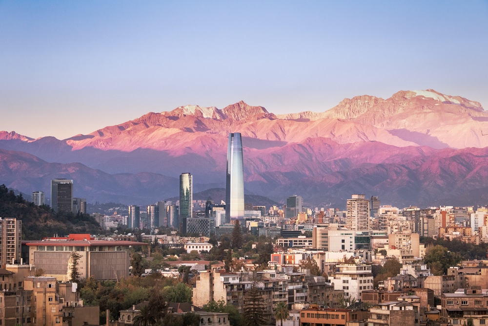 Santiago Chile cityscape with the Andes mountains in the background
