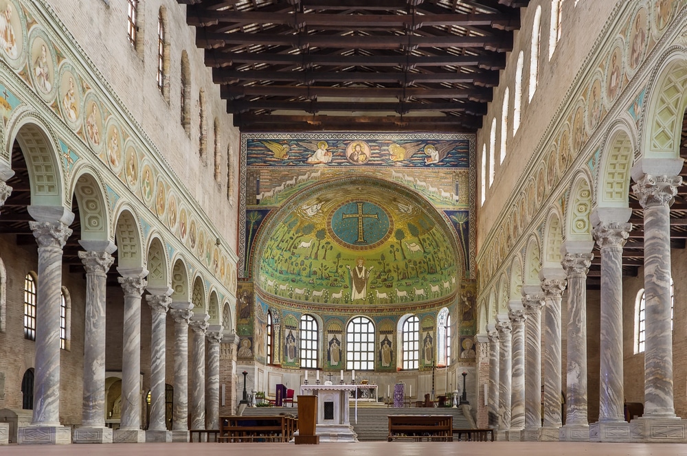 mosaics inside an ancient basilica
