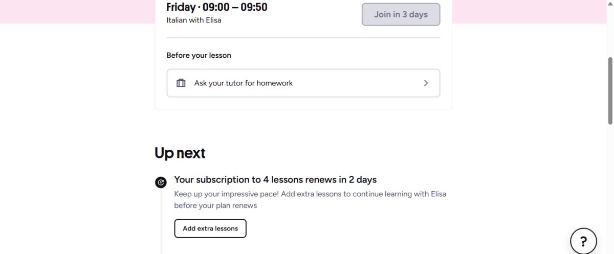 Next steps in my Preply dashboard